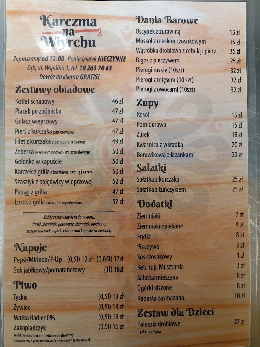 Menu Karczma Na Wiyrchu-1