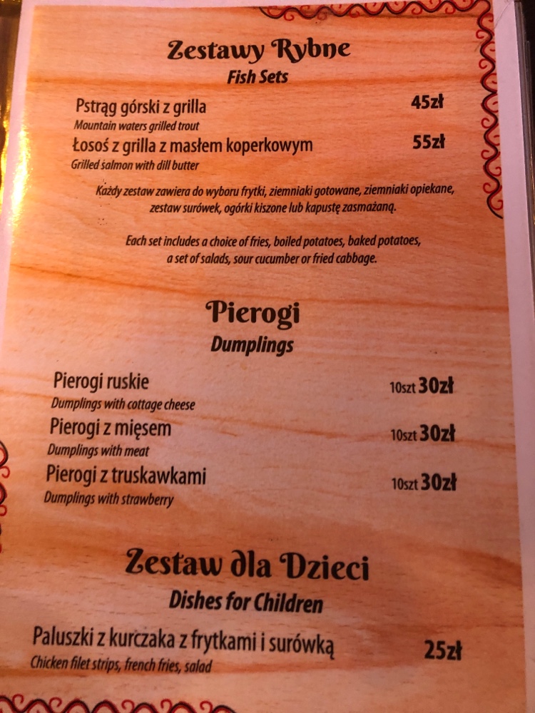 Menu Karczma Na Wiyrchu-2
