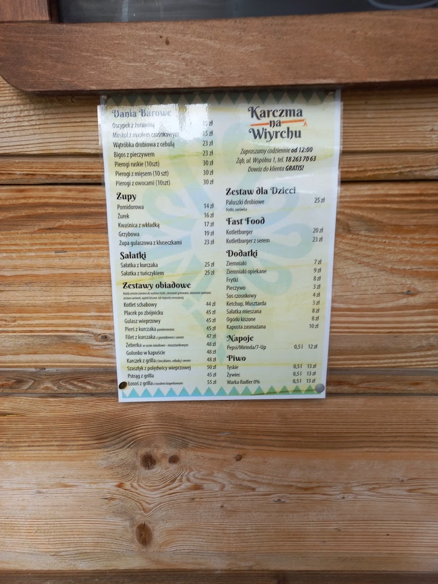 Menu Karczma Na Wiyrchu-3