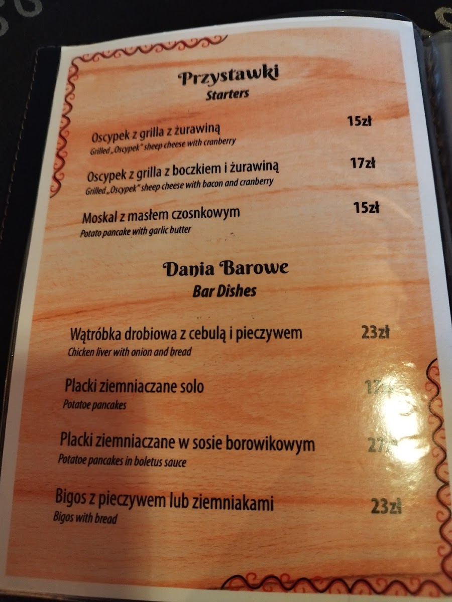 Menu Karczma Na Wiyrchu-9